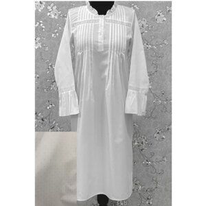 SoieRose 100% Cotton Victorian Nightgown – with Subtle Blue Dots - SR-1204